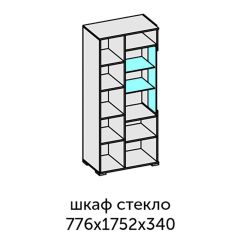 Аллегро-10 Шкаф 2дв. (со стеклом) (дуб крафт золотой-камень темный) в Салехарде - salekhard.mebel24.online | фото 2