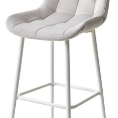Барный стул ХОФМАН, цвет H-09 Светло-серый, велюр / белый каркас М-City в Салехарде - salekhard.mebel24.online | фото