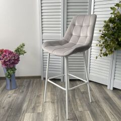 Барный стул ХОФМАН, цвет H-09 Светло-серый, велюр / белый каркас М-City в Салехарде - salekhard.mebel24.online | фото 2