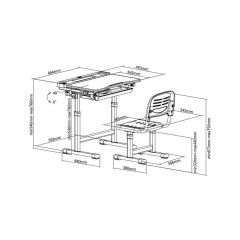 Комплект парта + стул трансформеры Cantare Grey в Салехарде - salekhard.mebel24.online | фото 9