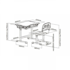 Парта-трансформер + стул Piccolino Grey в Салехарде - salekhard.mebel24.online | фото 4