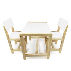 Детский растущий комплект стол и два стула  Я САМ "Лофт" (Белый, Сосна) в Салехарде - salekhard.mebel24.online | фото 1