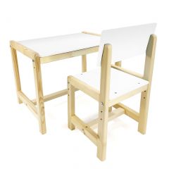 Детский растущий комплект стол и стул  Я САМ "Лофт" (Белый, Сосна) в Салехарде - salekhard.mebel24.online | фото