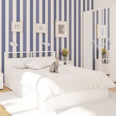 Камелия спальня № 7 Кровать 900 + Стол косметический + Зеркало + Комод, цвет белый, сп.м. 900х2000 мм., б/м, основание есть в Салехарде - salekhard.mebel24.online | фото 5