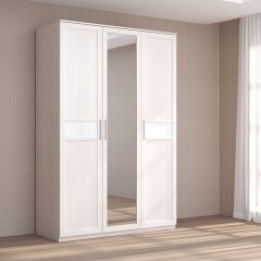 Кэт-4 Шкаф 3-х створчатый 1 зеркало (Бодега белая/Экокожа Caiman белый) в Салехарде - salekhard.mebel24.online | фото