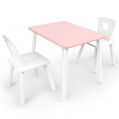 Комплект детской мебели стол и два стула Корона  (Розовый/Белый/Белый) в Салехарде - salekhard.mebel24.online | фото 1