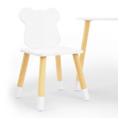 Комплект детской мебели стол и два стула Мишутка (Белый/Белый/Береза) в Салехарде - salekhard.mebel24.online | фото 1