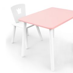 Комплект детской мебели стол и стул Корона (Розовый/Белый/Белый) в Салехарде - salekhard.mebel24.online | фото