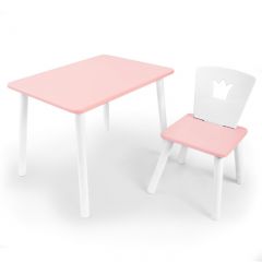 Комплект детской мебели стол и стул Корона (Розовый/Розовый/Белый) в Салехарде - salekhard.mebel24.online | фото