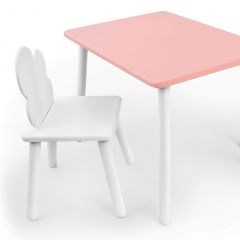 Комплект детской мебели стол и стул Облачко (Розывый/Белый/Белый) в Салехарде - salekhard.mebel24.online | фото 1