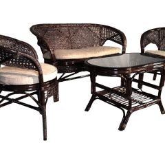 Комплект Пеланги 02/15 с 2-х местным диваном и овальным столом (Темно-коричневый) в Салехарде - salekhard.mebel24.online | фото