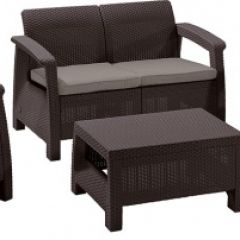 Комплект мебели Корфу сет (Corfu set) коричневый - серо-бежевый * в Салехарде - salekhard.mebel24.online | фото 1