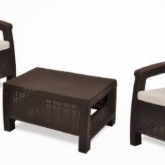 Комплект мебели Корфу Уикенд (Corfu Weekend) коричневый - серо-бежевый * в Салехарде - salekhard.mebel24.online | фото 1