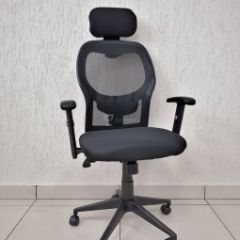 Кресло Barneo K-128 для персонала (черная ткань черная сетка) в Салехарде - salekhard.mebel24.online | фото 1