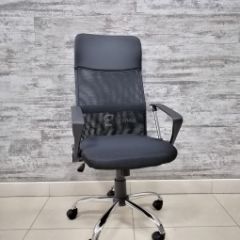 Кресло Barneo K-134H для персонала (черная ткань черная сетка) в Салехарде - salekhard.mebel24.online | фото