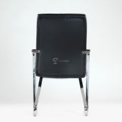 Кресло Barneo K-25 для посетителей и переговорных (хром, черная экокожа) в Салехарде - salekhard.mebel24.online | фото 3