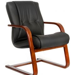 Кресло для посетителя CHAIRMAN  653 V (Кожа) Черное в Салехарде - salekhard.mebel24.online | фото