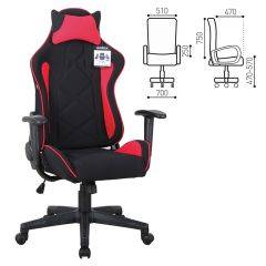 Кресло компьютерное BRABIX GT Racer GM-101 + подушка (ткань) черное/красное (531820) в Салехарде - salekhard.mebel24.online | фото 2