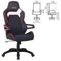 Кресло компьютерное BRABIX Nitro GM-001 (ткань/экокожа) черное, вставки красные (531816) в Салехарде - salekhard.mebel24.online | фото 3