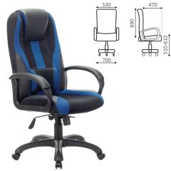 Кресло компьютерное BRABIX PREMIUM "Rapid GM-102" (экокожа/ткань, черное/синее) 532106 в Салехарде - salekhard.mebel24.online | фото 2