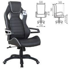 Кресло компьютерное BRABIX Techno Pro GM-003 (экокожа черное/серое, вставки серые) 531814 в Салехарде - salekhard.mebel24.online | фото