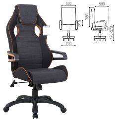 Кресло компьютерное BRABIX Techno Pro GM-003 (ткань черное/серое, вставки оранжевые) 531813 в Салехарде - salekhard.mebel24.online | фото 2