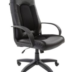 Кресло офисное BRABIX "Strike EX-525" (экокожа черная, ткань черная) 531381 в Салехарде - salekhard.mebel24.online | фото