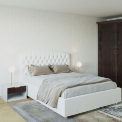 Кровать Берлин с ПМ 1600 (экокожа белая) в Салехарде - salekhard.mebel24.online | фото 2