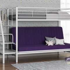 Кровать двухъярусная с диваном "Мадлен-3" (Белый/Фиолетовы) в Салехарде - salekhard.mebel24.online | фото