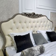 Кровать Мокко 1600 с мягким изголовьем + основание (серый камень) в Салехарде - salekhard.mebel24.online | фото 2