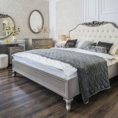 Кровать Мокко 1600 с мягким изголовьем + основание (серый камень) в Салехарде - salekhard.mebel24.online | фото 1