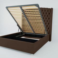 Кровать Берлин ЛЮКС с ПМ 1200 (экокожа коричневая) в Салехарде - salekhard.mebel24.online | фото