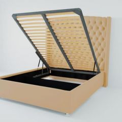 Кровать Берлин ЛЮКС с ПМ 2000 (экокожа бежевая) в Салехарде - salekhard.mebel24.online | фото 2
