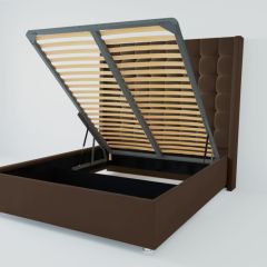 Кровать Венеция ЛЮКС с ПМ 1200 (экокожа коричневая) в Салехарде - salekhard.mebel24.online | фото