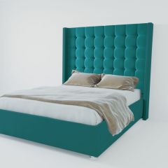 Кровать Венеция ЛЮКС с ПМ 1600 (велюр бирюзовый) в Салехарде - salekhard.mebel24.online | фото 2