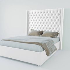 Кровать Версаль ЛЮКС с ПМ 2000 (экокожа белая) в Салехарде - salekhard.mebel24.online | фото
