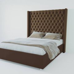 Кровать Версаль ЛЮКС с ПМ 800 (экокожа коричневая) в Салехарде - salekhard.mebel24.online | фото