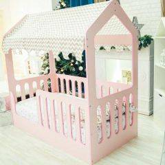 Кровать-домик без ящика 800*1600 (Розовый) в Салехарде - salekhard.mebel24.online | фото 1