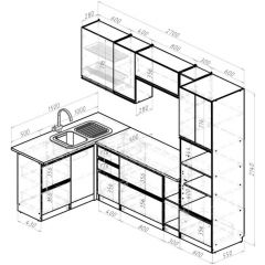 Кухонный гарнитур Адажио мега прайм 1500 х 2700 мм в Салехарде - salekhard.mebel24.online | фото 2