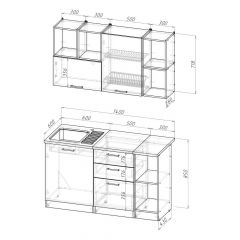 Кухонный гарнитур Лариса медиум 3 1400 мм в Салехарде - salekhard.mebel24.online | фото 2