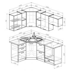 Кухонный гарнитур Лариса оптима 4 1400х2000 мм в Салехарде - salekhard.mebel24.online | фото 2