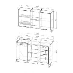 Кухонный гарнитур Ольга медиум 4 1400 мм в Салехарде - salekhard.mebel24.online | фото 2