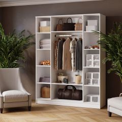 ЛАРС Шкаф комбинированный 1,6 с зеркалом Белый в Салехарде - salekhard.mebel24.online | фото 2