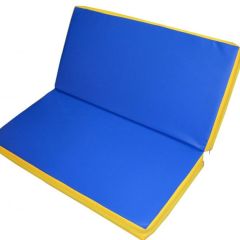 Мат гимнастический 1х1х0,08м складной цв. синий-желтый в Салехарде - salekhard.mebel24.online | фото 1