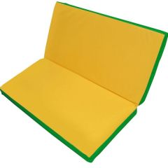 Мат гимнастический 1х1х0,08м складной цв. зеленый-желтый в Салехарде - salekhard.mebel24.online | фото 1