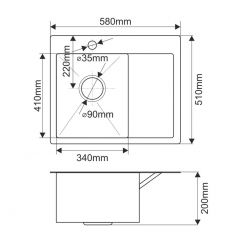 Мойка HD5851L MELANA ProfLine 3,0/200 САТИН врезная прямоугольная с коландером HD5851L в Салехарде - salekhard.mebel24.online | фото 2