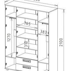 Шкаф 4-х дверный с ящиками М-1 Серия Вега в Салехарде - salekhard.mebel24.online | фото 3