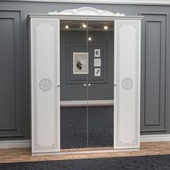 Шкаф 4-х дверный с зеркалами (12.244) Грация (белый/серебро) в Салехарде - salekhard.mebel24.online | фото 1