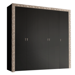 Шкаф 5-х дв. без зеркал Тиффани Premium черная/серебро (ТФШ2/5(П) в Салехарде - salekhard.mebel24.online | фото