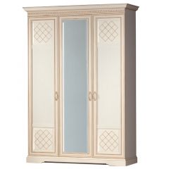 Шкаф для одежды 3-дверный №800 Парма кремовый белый в Салехарде - salekhard.mebel24.online | фото 1
